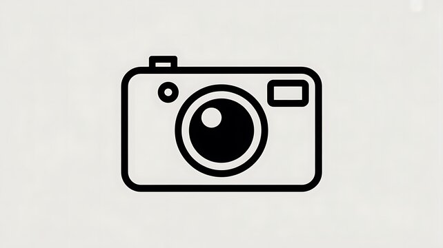 Simple black and white camera icon for photography design
