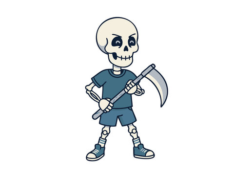 Chibi skeleton holding small scythe