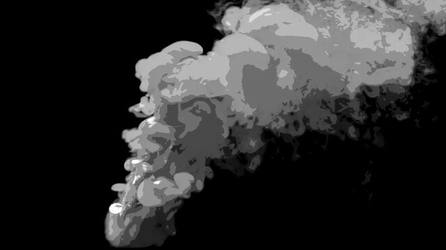 Gray smoke in 2S cartoon animated style