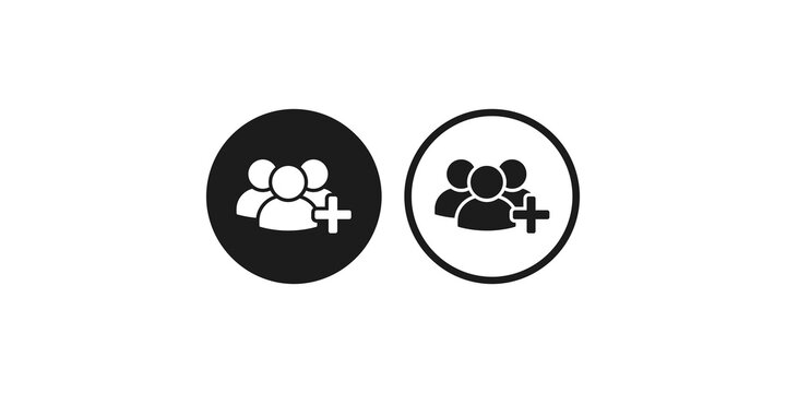 Black and white user group icons with plus symbol for adding members.