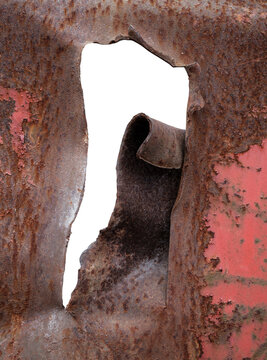 Damaged Rusted Metal Sheet Hole