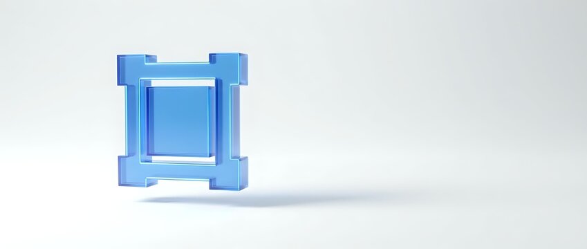 Blue geometric frame with square shape and layered design