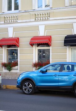 August 13, 2026, Pushkin, a suburb of St. Petersburg, Russia, central street, restaurant, and transport