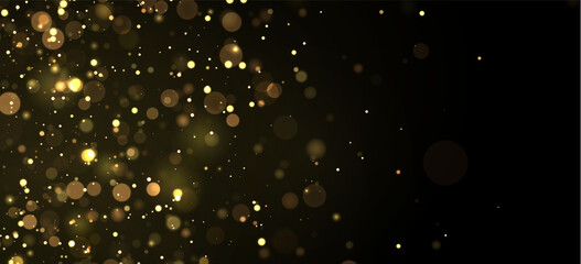 Softly glowing golden bokeh lights scattered against a dark background with varying sizes and subtle diffusion on transparent background © Mirotvoric