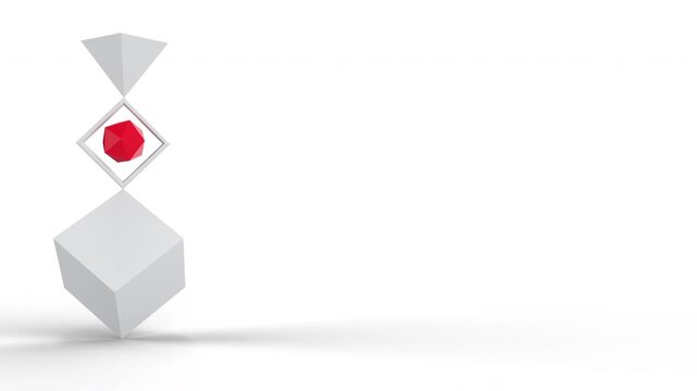 Simple geometric elements, background animation, white and red elements