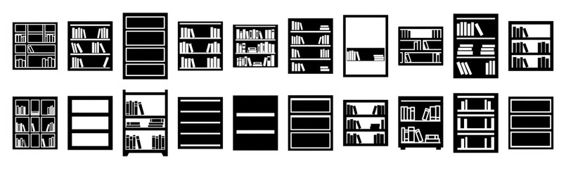 Halloween dark bookshelf vector icon set and silhouette bundle isolated on transparent background © ZogodishChandra