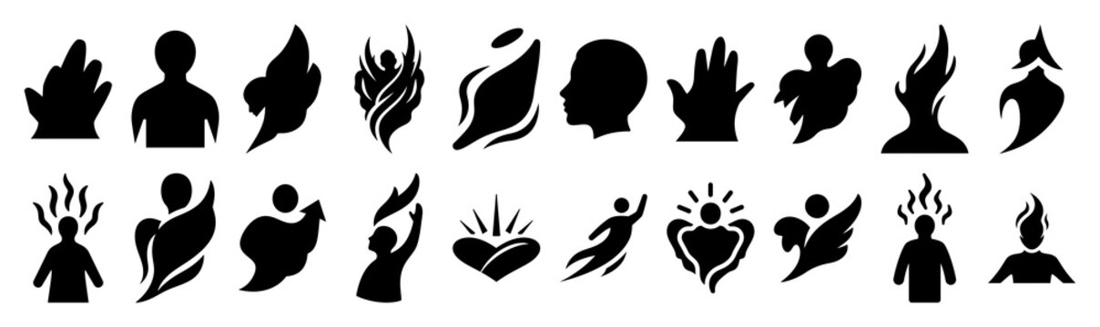Halloween soul rising vector icon set and silhouette bundle isolated on transparent background