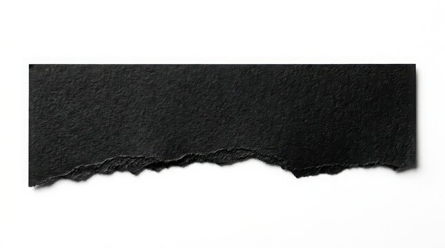 Rectangular strip of black textured paper with a torn bottom edge