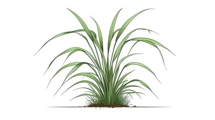 Fototapeta premium Lush green ornamental grass with soil illustration