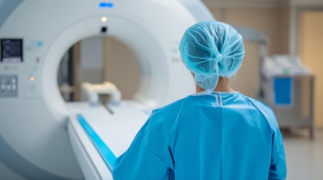 Medical Technician Operating Advanced Mri Workstation Diagnos Clinical Integration System Scene, medical technology service, AI diagnostic solutions, connected healthcare support