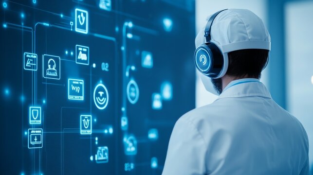 Powered Symptom Assessment Interface Patient Triage Techno Healthcare Maintenance Display, medical technology service, AI diagnostic solutions, connected healthcare support