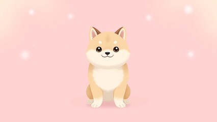 Fototapeta premium Cute Shiba Inu Puppy Portrait on Pink Background