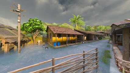 島の集落　3DCGレンダリング © tsuneomp