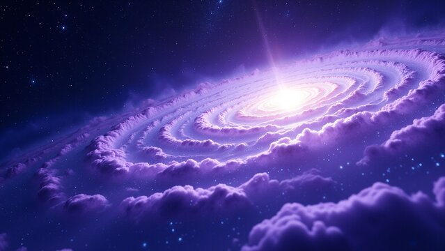 Abstract Cosmic Nebula in Deep Purple and White