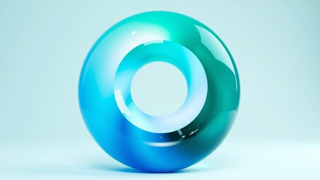 Vivid Blue Green Glossy Abstract Torus Ring