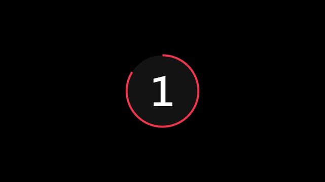 5 to 0 seconds countdown timer animation. 5 seconds circle Countdown timer from 5 to 0 animation on Black background. 5 seconds Digital Countdown Timer Animation. 4k motion video.