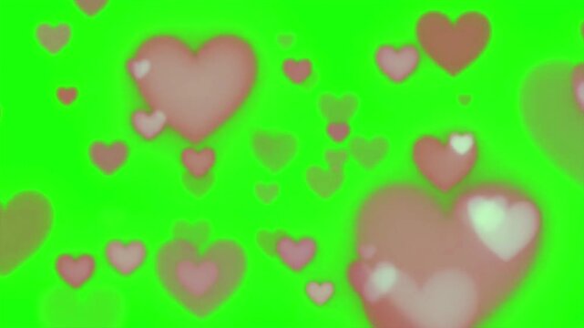 Hearts Green Screen 💚❤️ Love Hearts Overlay No Copyright | Romantic Hearts Effect Background. Wedding Valentine Love Video Effects. Free Green Screen Heart Animation .4K Chroma Key.