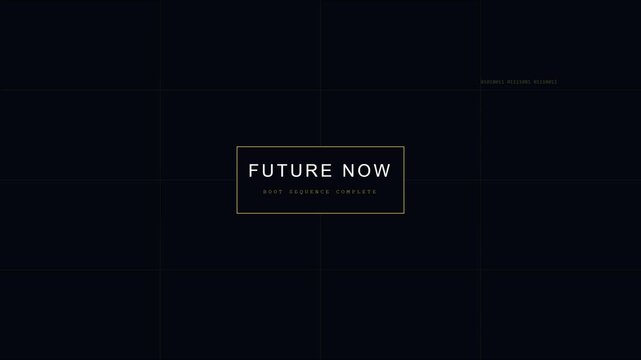 Future now root sequence complete minimalist motion title card animation 4k technology
