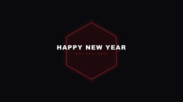 Happy new year server status optimal digital hud interface motion animation 4k