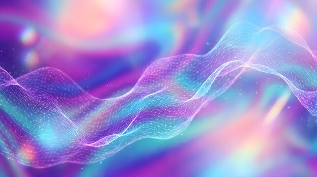 Abstract flowing waves with soft purple and blue light gradients