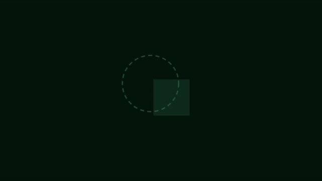 Minimalist loading spinner animation with geometric circle and square shapes for ui 4k progress