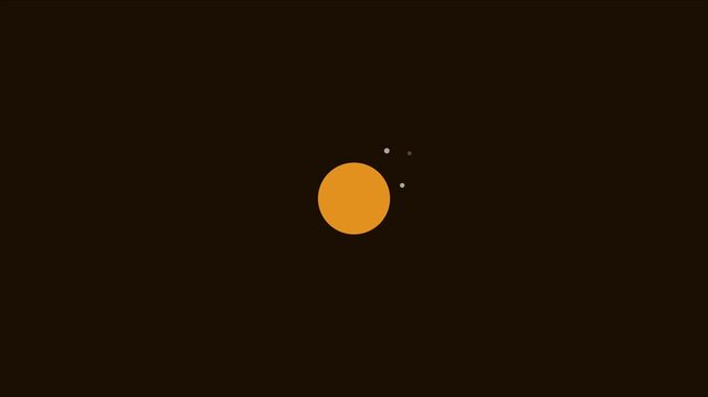 Minimalist loading spinner animation with pulsing orange circle and particles on dark 4k background motion