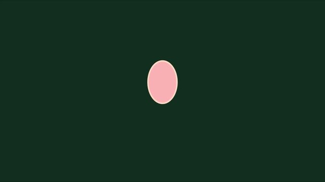 Minimalist pink oval shape bouncing animation on dark green 4k background, for motion and, abstract projects