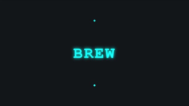 Neon glow brew text animation for coffee shop branding and cafe marketing 4k