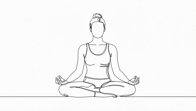 Minimalist single continuous line drawing of a person meditating in yoga pose Vector, illustration
