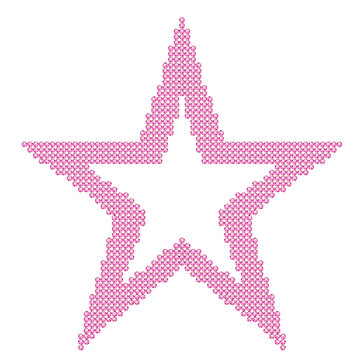 Pink rhinestone star element over - gem star motif vector for Y2K fashion, hotfix heat transfer apparel print, glamorous Y2K style sublimation, DIY iron-on clothing decals.