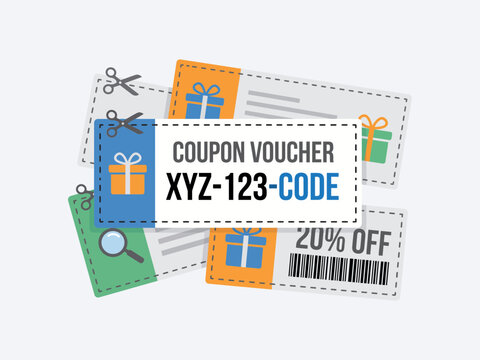 Flat vector discount coupon voucher code ticket