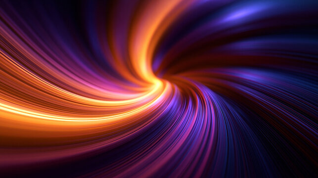 Abstract Swirling Light Vortex with Purple and Orange Motion