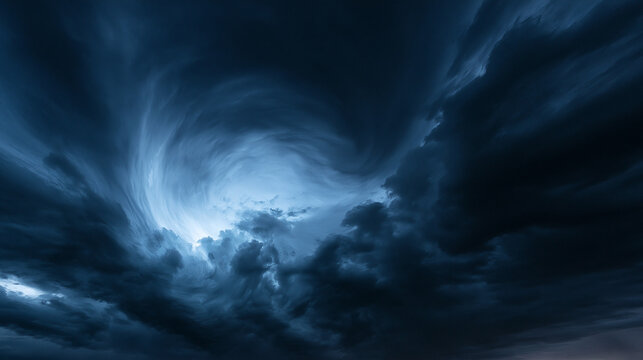 Dramatic Dark Swirling Storm Clouds and Cyclone Formation