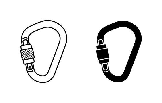 Carabiner Clip Vector Icons, Climbing Gear, Safety Equipment, Outdoor Adventure Tools