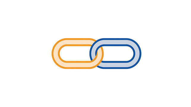 Interlocking Chain Links Icon Representing Connection, Unity, Partnership, and Digital Relationships on White Background