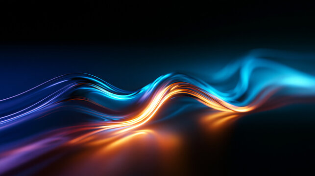 Abstract Glowing Neon Energy Wave on Dark Background