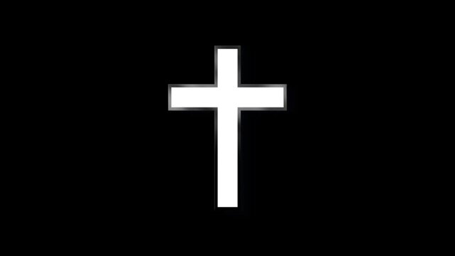 Religious element with a cross, the cross appears from fire and ashes, faith and religion, transparent background
