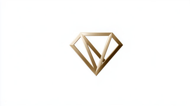 Gold diamond shape outline creating a sophisticated and luxurious logo concept, representing wealth, success, and high value on a white background