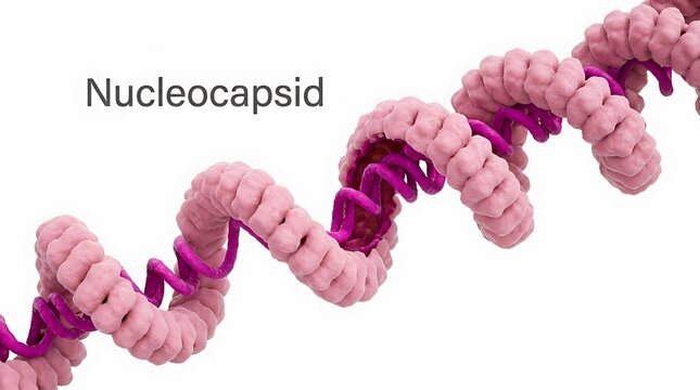 3D scientific model of a nucleocapsid viral genetic material structure with molecular