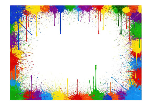 Colorful paint splatter border frame