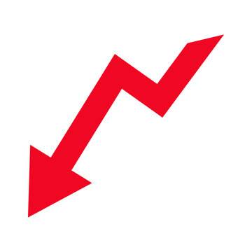 A bright red arrow pointing down showing a negative trend or decline