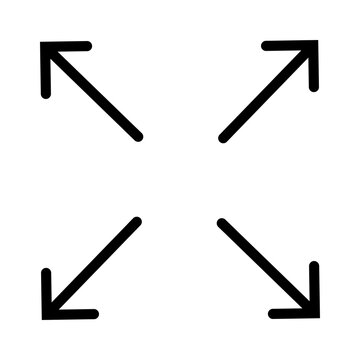 Black full screen icon with four arrows pointing outward in different directions