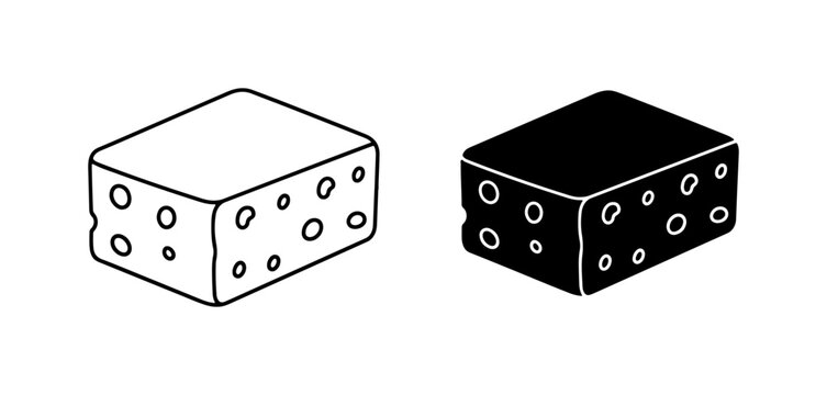 Cheese Block Icons, Swiss Cheese Vector Art, Food Ingredient Graphics, Dairy Product Symbols