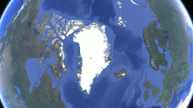 Video of rotating of planet Earth in space. Greenland, iceland on geographical world map. 