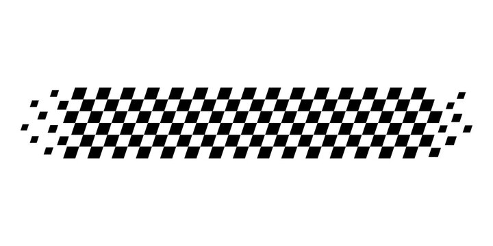 Black and white checkered racing flag stripe design with a fading pixel edge effect