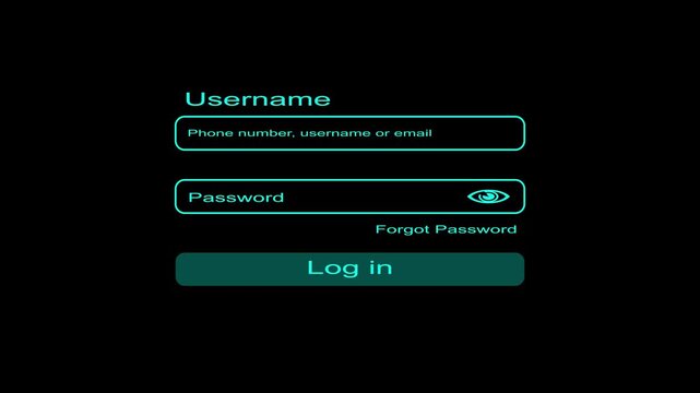 Digital Login Screen Animation with User Authentication and Password Security