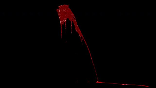 Big blood hit and splatter on the wall and dripping to the floor - 60 fps, 4K Pro Res with mask pass
