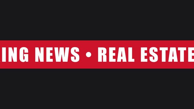 Breaking news real estate alert lower third banner for property market updates and housing industry announcements animation 4k