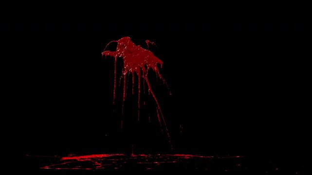 Blood hit and splatter on the wall and dripping to the floor - 60 fps, 4K Pro Res with mask pass