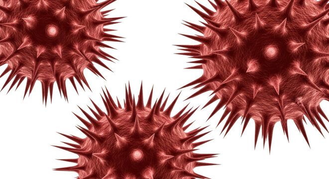 3d render of red virus cells isolated on white background